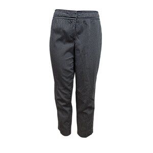 Talbots Women's Black Straight Ankle Pants With White Polka Dots Sz 8